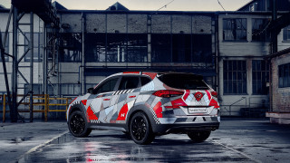 Red white car clocktower building - hyper detail free wallpaper