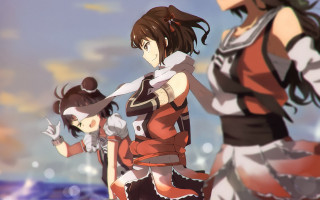 Anime girls beach kiyoshima ensemble - a beach free wallpaper