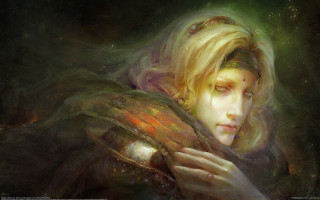 Woman large arm holding object - a large head free wallpaper