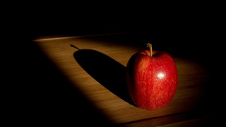 Red apple wooden table shadow - caravaggio free wallpaper