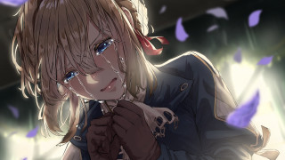 Blonde crying blue eyes purple - eva frankfurther free wallpaper