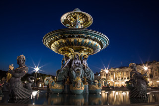 Cherryl fountain statues night lights - a clock tower free wallpaper