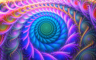 Colorful spiral mandelbrot psychedelic glowing - pink center free wallpaper