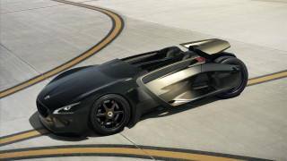 Black sports car runway yellow - a yellow stripe free wallpaper