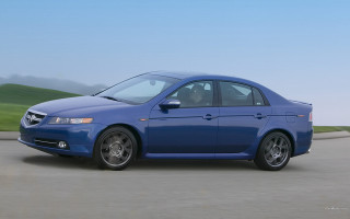 Blue car driving road green 2 - a blue car free wallpaper