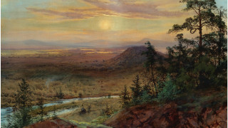 Sunset valley river mountain hudson - thomas kindkade free wallpaper