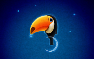 Toucan crescent moon stars blue - tranquil free wallpaper