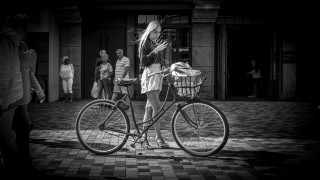 Woman bike street people basket - a basket free wallpaper