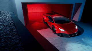 Red sports car garage jigsaw - the door free wallpaper
