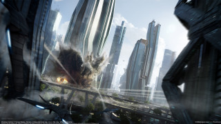 Futuristic city explosion matte cedric - huge free wallpaper