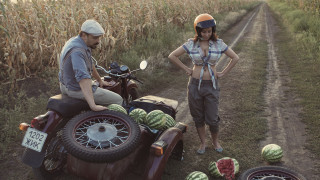 Man woman motorcycle sidecar trailer - anka zhuravleva free wallpaper