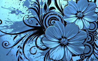 Blue flower black swirls blue - a blue flower free wallpaper