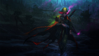 Fire hat red hair gun - dystopian art free wallpaper