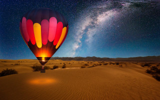 Hot air balloon desert starry - affinity photo free wallpaper