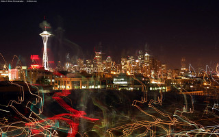 Blurry city night lights space 2 - long exposure free wallpaper for desktop
