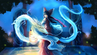 Woman dragon castle sky trees - a sky background and trees free wallpaper