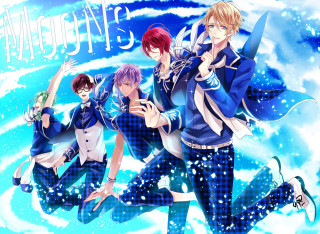 Anime characters snow blue sky - a group of anime characters free wallpaper