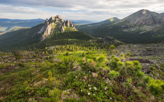 Mountain range trees clouds zenith - zenith view free wallpaper