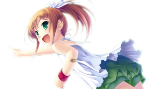 Dancing woman ponytail greeneyes ribbon - a woman in a dress free wallpaper