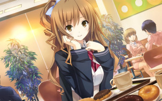 Girl school uniform donuts pastries - other person free wallpaper