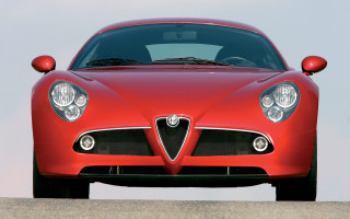 Red sports car headlights road - vorticism free wallpaper