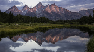 Mountain lake reflection clouds sunset - ansel adams free wallpaper