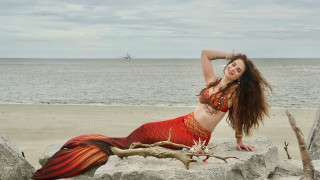 Mermaid beach ship magical realism - a rock free wallpaper