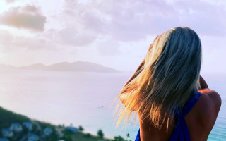 Hilltop ocean mountains bird impressionist - elaine duillo free wallpaper