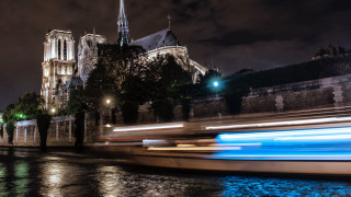 Cathedral clock tower night longexposure - free halloween wallpaper
