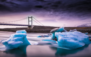 Ice bridge water mountain sky - the water below free wallpaper