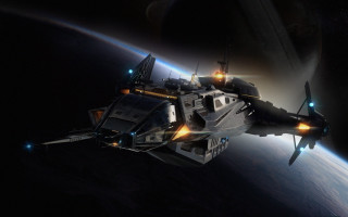 Space ship planet light star - a planet in the background free wallpaper