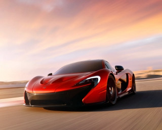 Red sports car sunset road 4 - path free wallpaper for desktop