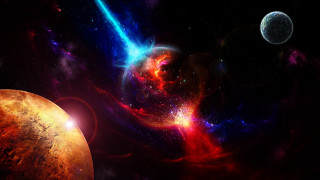 Space planets stars dust aurora - free space wallpaper