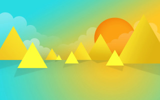 Colorful sky sun pyramids flat - low free wallpaper