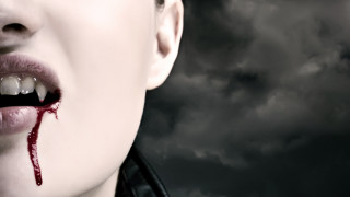 Woman blood dripping gothic matte - free aesthetic wallpaper