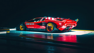 Red car retrofuturism outrun vroom - outrun free wallpaper for desktop