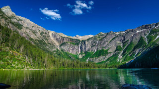 Mountain lake forest clouds bridge - a lake in the foreground and a forest in the background free wallpaper