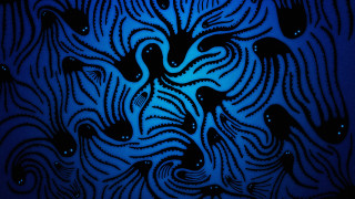 Blue silhouette bubbles swirls bioluminescence - the middle of it free wallpaper