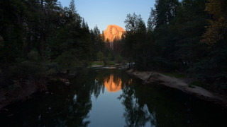 River mountain sunset reflection nature - free forest wallpaper