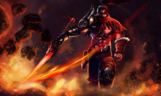 Armor sword demon fire sky 2 - flame behind free wallpaper