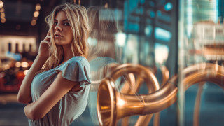 Woman fence cellphone dress necklace - funk art free wallpaper