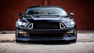 Black mustang hood up lights - a brick building free wallpaper