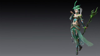 Green armor woman plant fantasy - a green hair free wallpaper