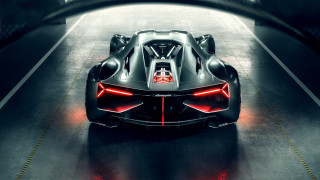 Futuristic car tunnel red lights 2 - a black body free wallpaper