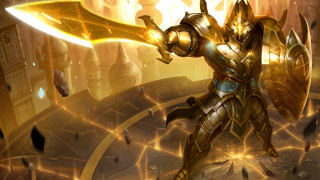 Golden armored futuristic city sword - a futuristic setting free wallpaper