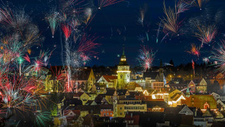 City fireworks clock tower christmas - heidelberg school free wallpaper