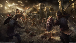 Battle helmet sword smoke fantasy - free gaming wallpaper