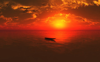 Boat water sunset cloudy sky - water under a cloudy sky free wallpaper