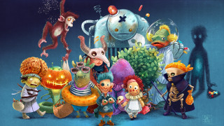 Cartoon characters blue background shadow - diego gisbert llorens free wallpaper