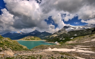 Mountain lake cloudy sky mountains - a mountain lake free wallpaper